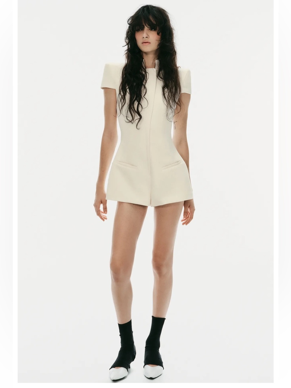 Zara Cream Structured Short Romper 4772/216/251 - Small